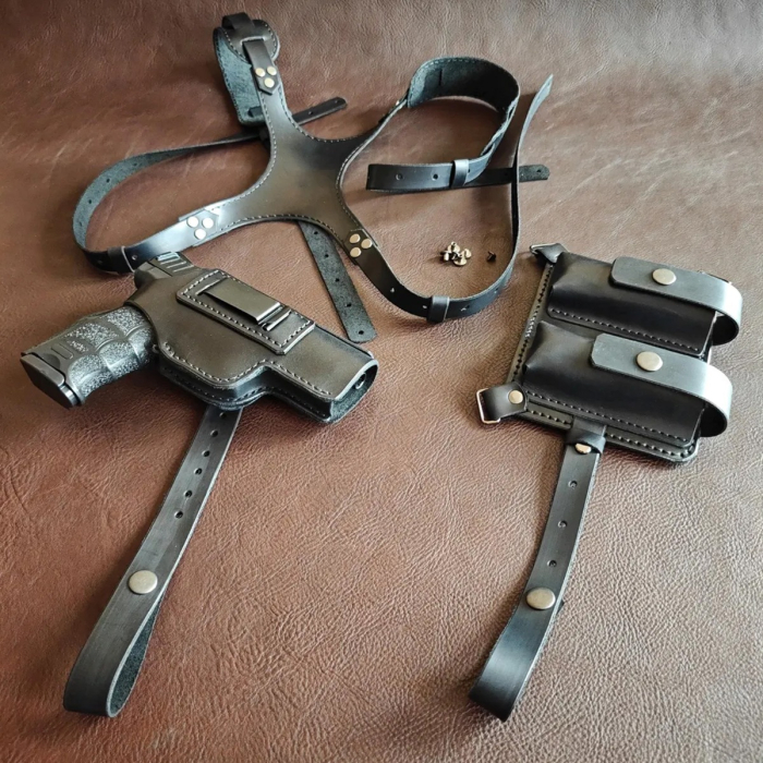 Black Leather Shoulder Holster Set for HK VP9