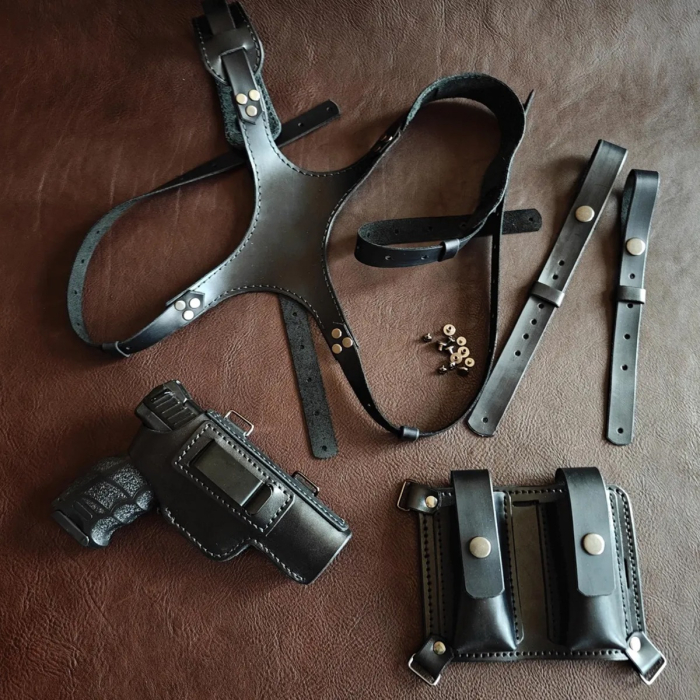 Black Leather Shoulder Holster Set for HK VP9