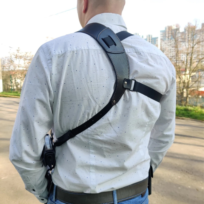 Black Leather Body Shoulder Holster With Belt Clip