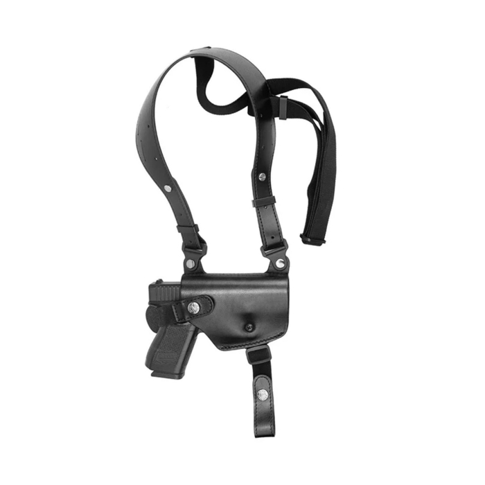 Black Leather Shoulder Holster With Mag Pouch