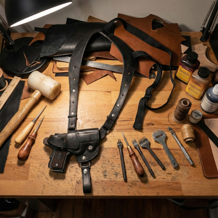 Black Leather Single Shoulder Holster for All-Day Carry