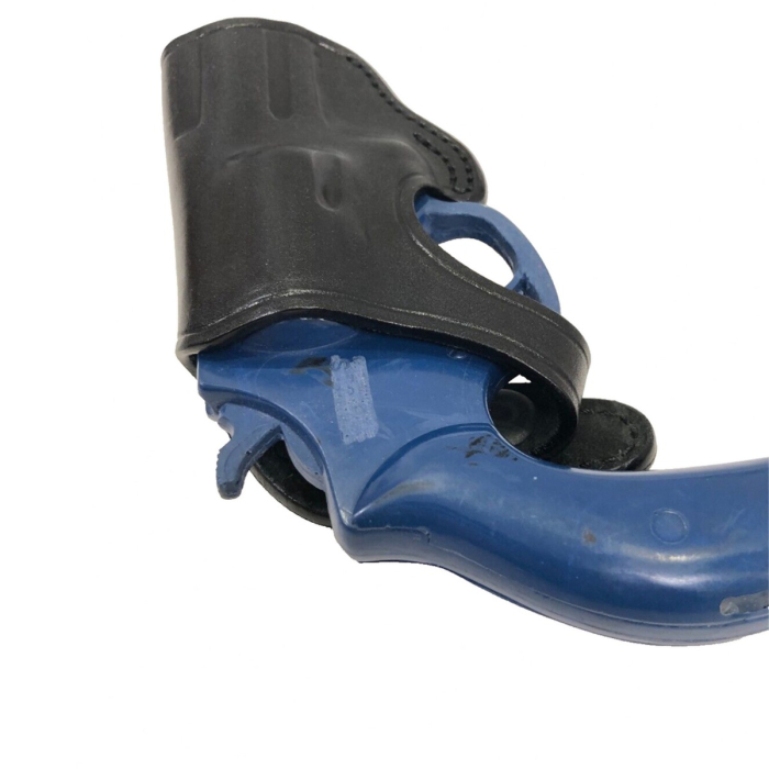 Black Leather Snub Nose Revolver Belt Holster With Retention
