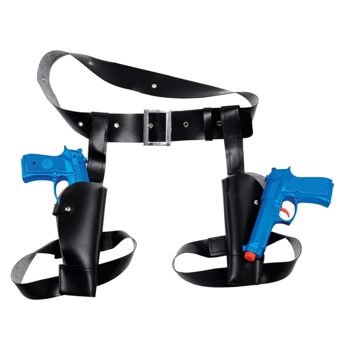 Black Leather Twin Thigh Holster Set