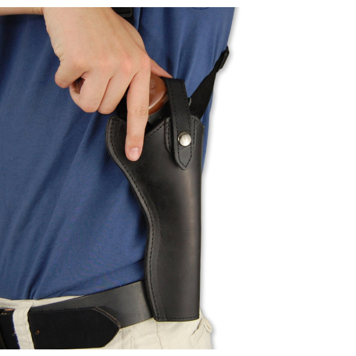 Black Leather Vertical Shoulder Holster for Revolvers – Webbing Harness