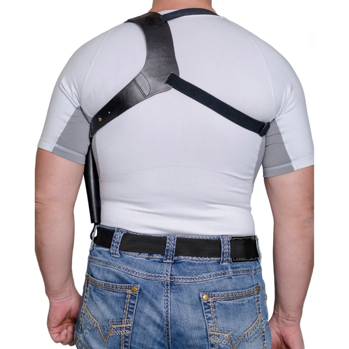 Black Leather Vertical Shoulder Holster