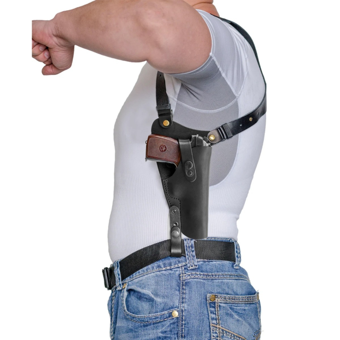 Black Leather Vertical Shoulder Holster