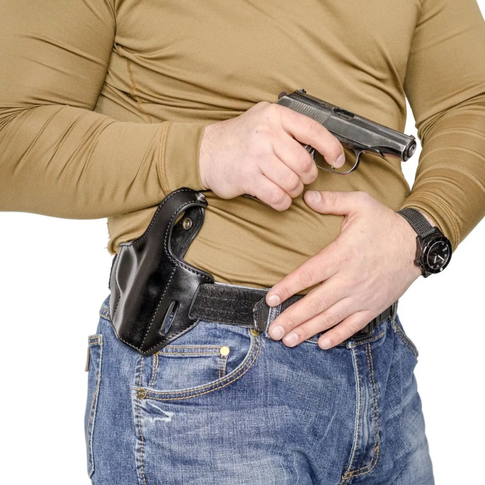 Black 3-Layer Leather OWB Holster for Makarov