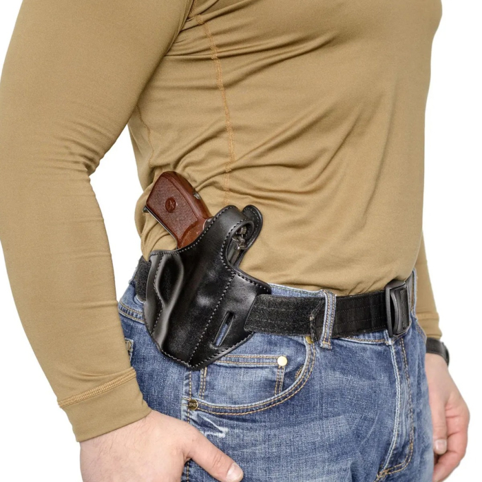 Black 3-Layer Leather OWB Holster for Makarov