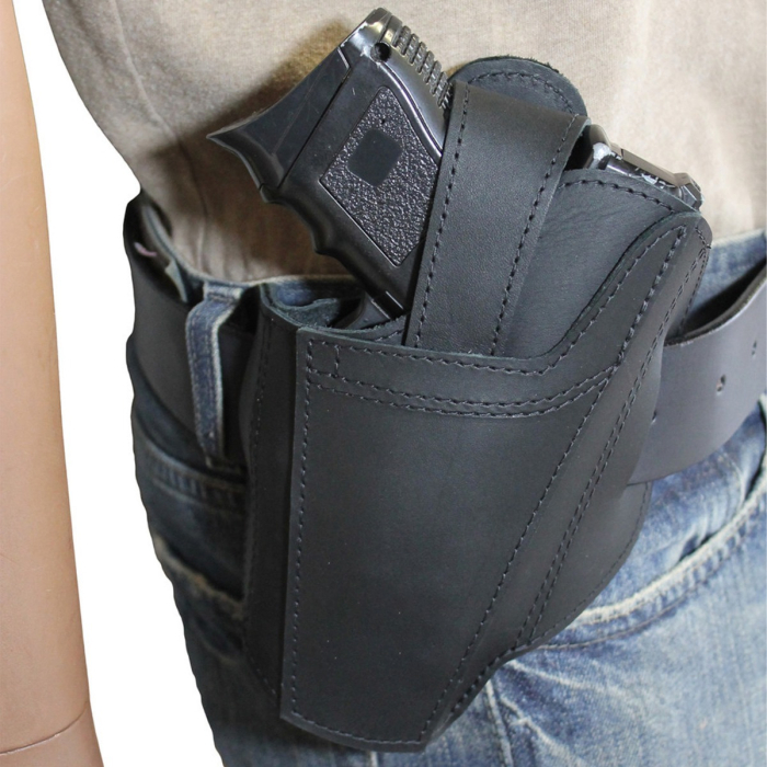 Black Leather Ambidextrous Pancake Holster
