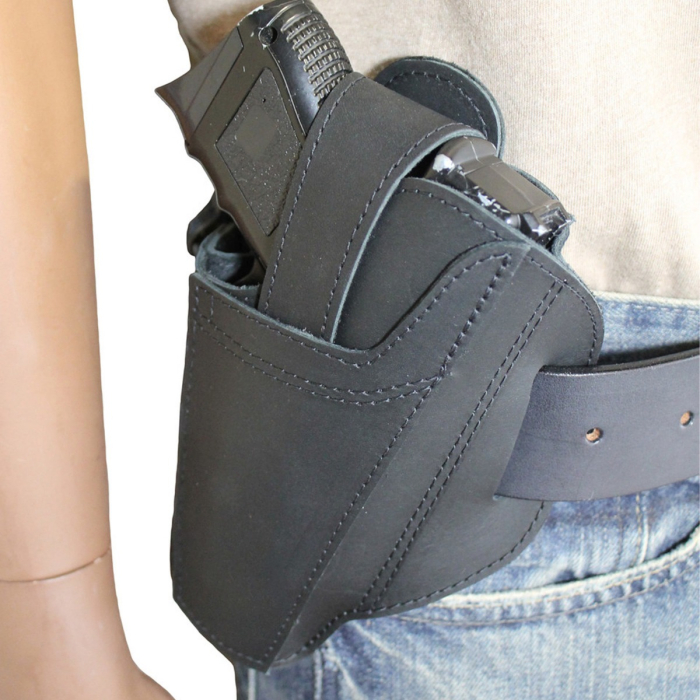 Black Leather Ambidextrous Pancake Holster