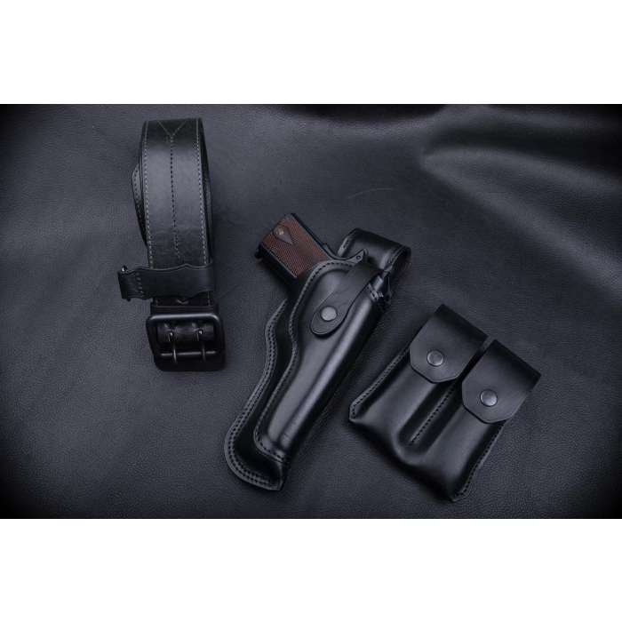 Black Leather Drop Leg Holster