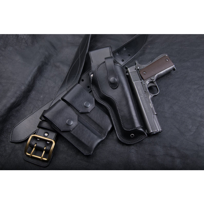 Black Leather Drop Leg Holster