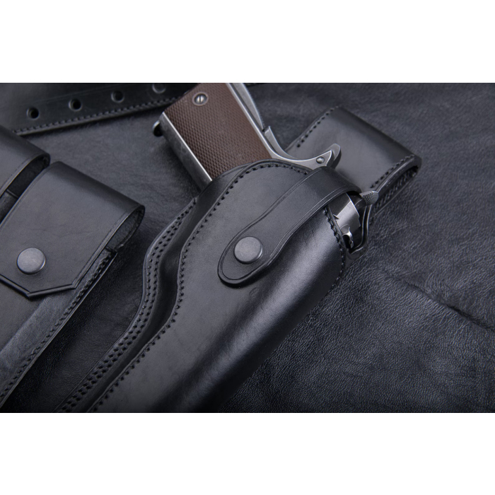 Black Leather Drop Leg Holster