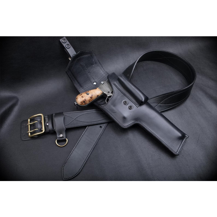 Black Leather Flap Belt Holster