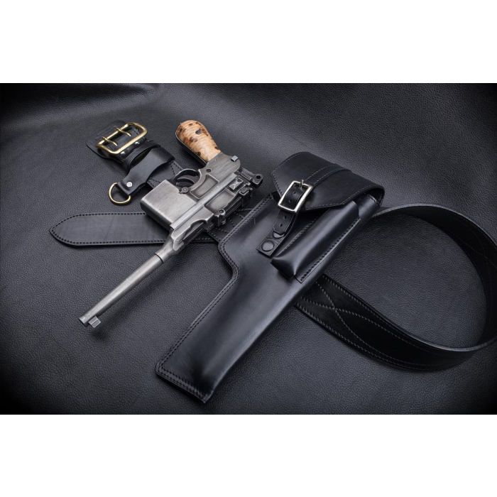 Black Leather Flap Belt Holster