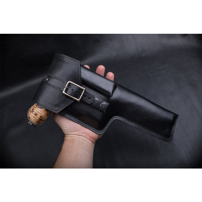 Black Leather Flap Belt Holster