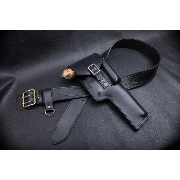 Black Leather Flap Belt Holster