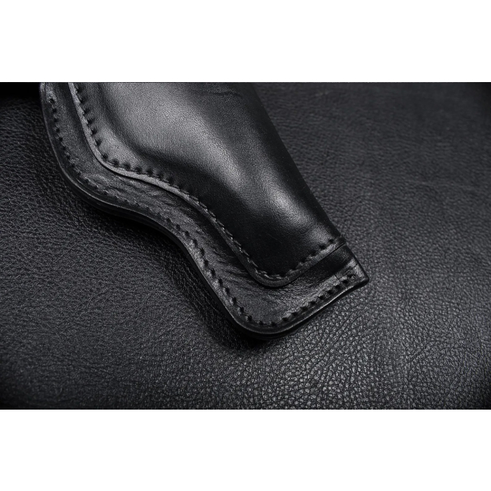 Black Leather Flap OWB Compact Hunting Holster
