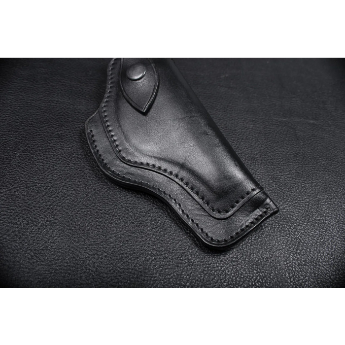 Black Leather Flap OWB Compact Hunting Holster