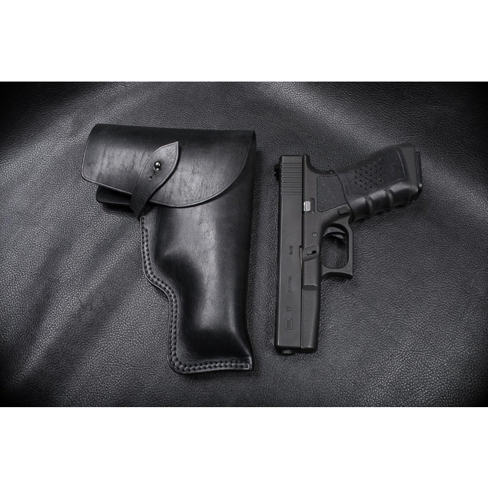 Black Leather Flap OWB Hunting Holster