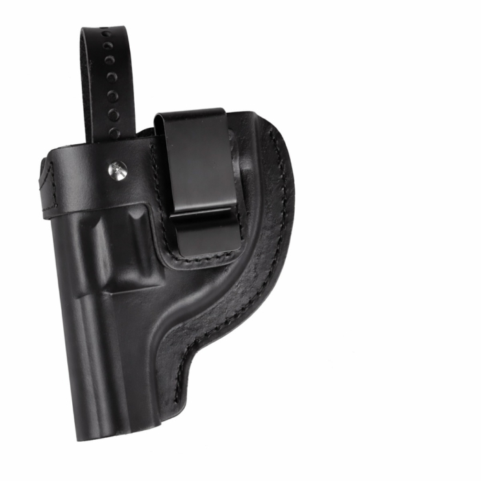 Black Leather OWB Hunting Holster With Thumb Break