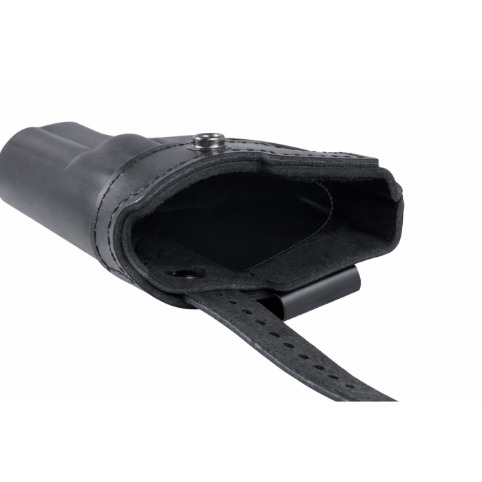 Black Leather OWB Hunting Holster With Thumb Break