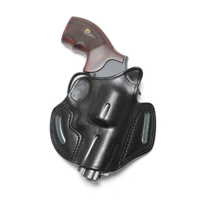 Black Leather Pancake OWB Revolver Holster