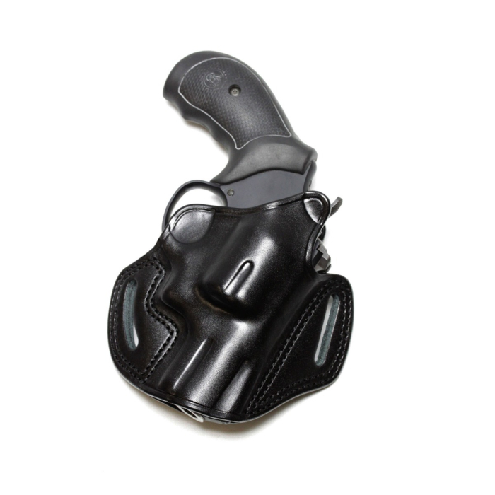 Black Leather Pancake OWB Revolver Holster