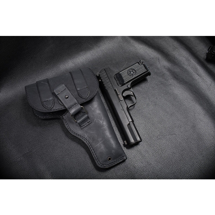 Black Leather Patrol Flap Holster