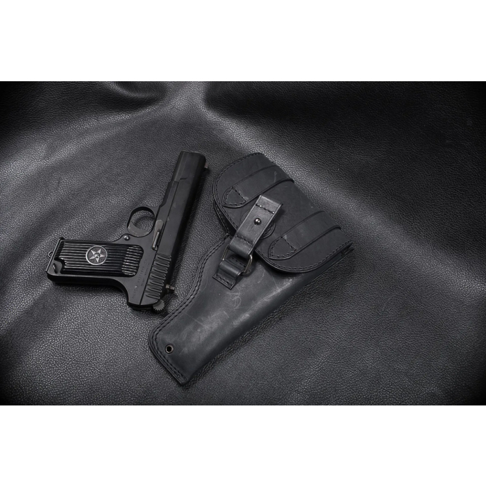 Black Leather Patrol Flap Holster