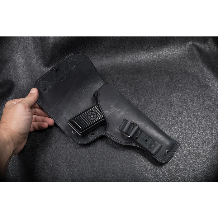 Black Leather Patrol Flap Holster