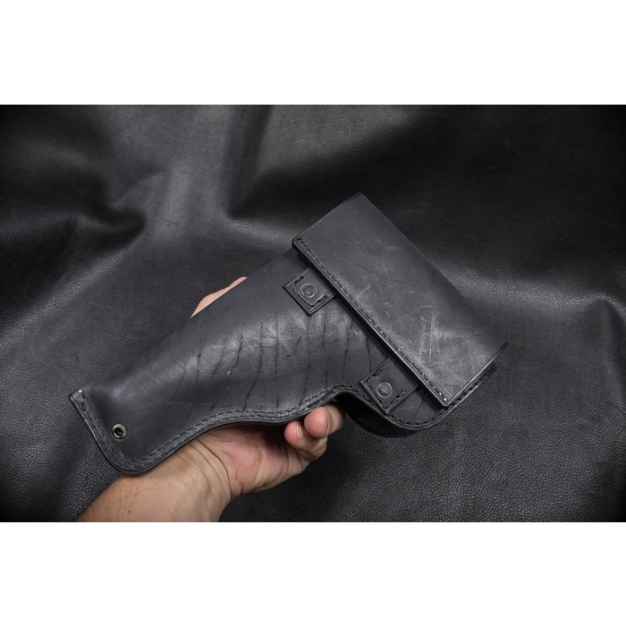 Black Leather Patrol Flap Holster
