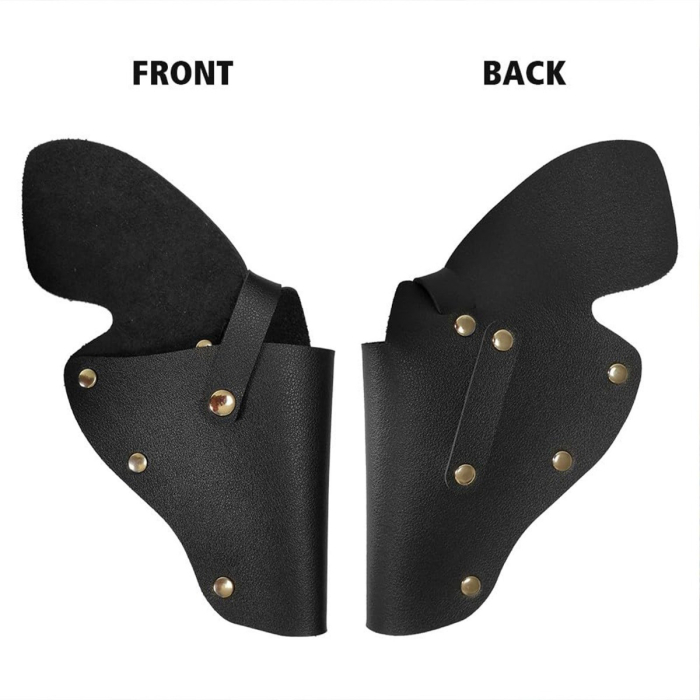 Black Leather Revolver Hunting Holster With Strap