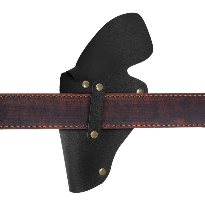 Black Leather Revolver Hunting Holster With Strap