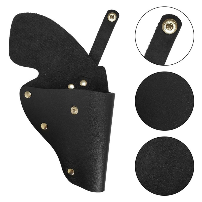Black Leather Revolver Hunting Holster With Strap