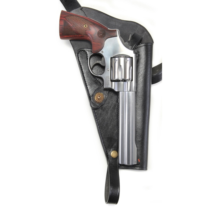 Black Leather Revolver Shoulder Holster With Shell Loops
