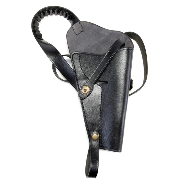 Black Leather Revolver Shoulder Holster With Shell Loops