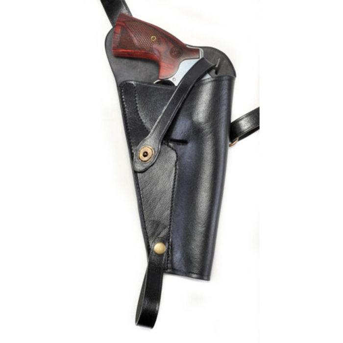 Black Leather Revolver Shoulder Holster With Shell Loops
