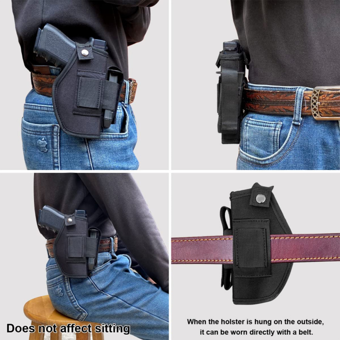 Black Nylon Ambidextrous Holster With Mag Pouch