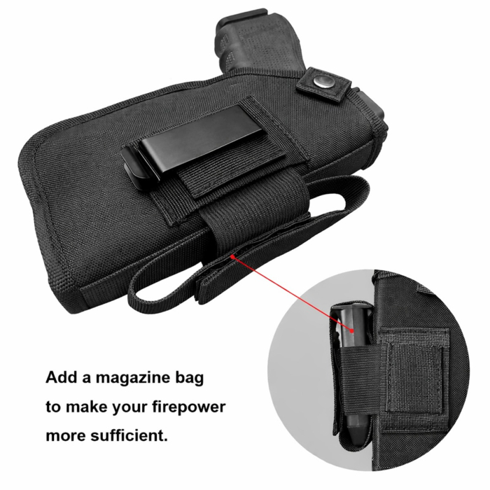 Black Nylon Ambidextrous Holster With Mag Pouch