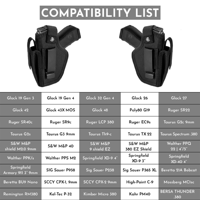 Black Nylon IWB OWB Holster With Mag Pouch