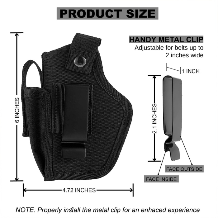 Black Nylon IWB OWB Holster With Mag Pouch