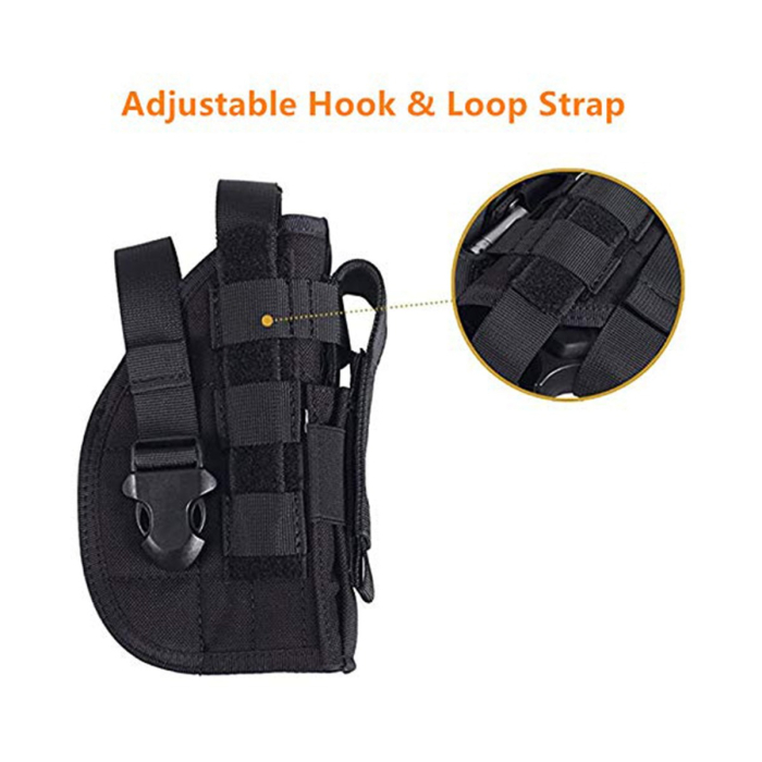Black Nylon MOLLE Hunting Holster With Mag Pouch
