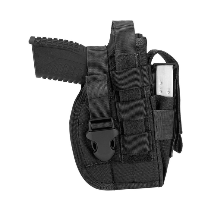 Black Nylon MOLLE Hunting Holster With Mag Pouch