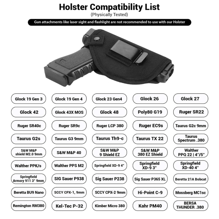 Black Nylon Universal IWB OWB Holster