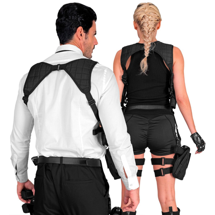 Black Tactical Shoulder Holster With Utility Pouch