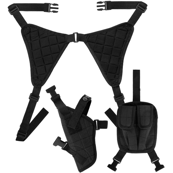 Black Tactical Shoulder Holster With Utility Pouch