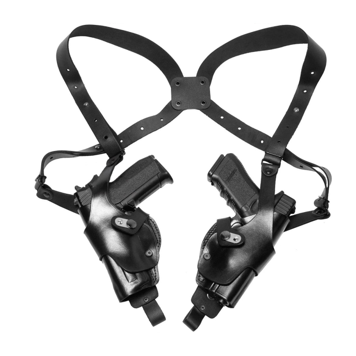 Black Vertical Roto Double Shoulder Holster (Thumb Break)