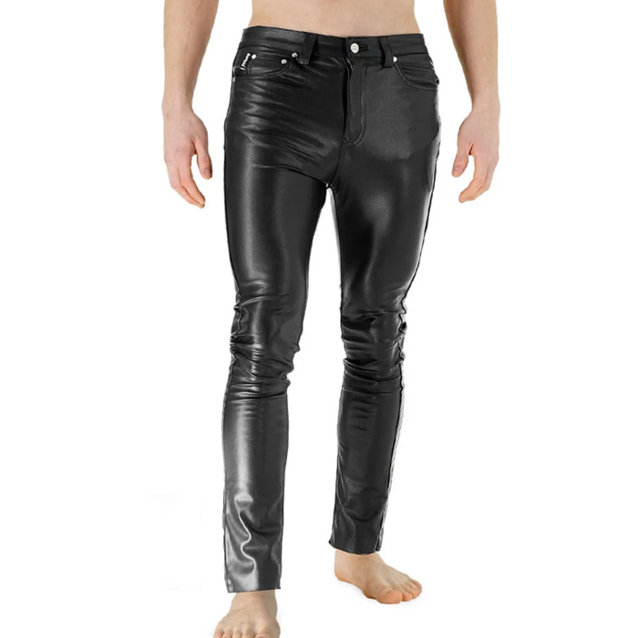 Bockle Men’s Skinny Stretch Faux Leather Pants