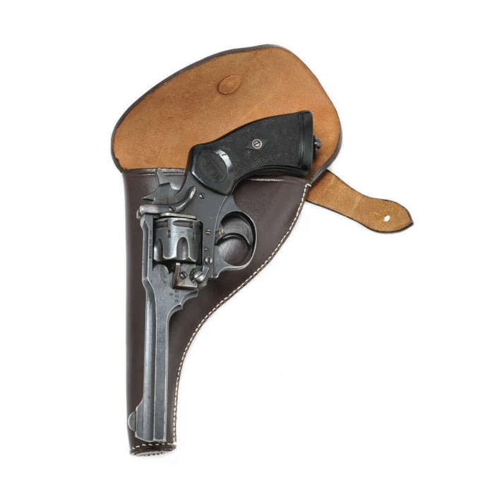 British-Style Black Leather Revolver Holster
